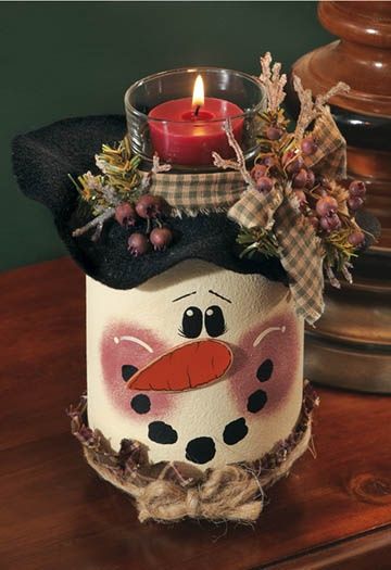 40 G Niales Id Es De D Coration De No L Avec Des Bocaux   Snowman Candle Jar Paint Idea 